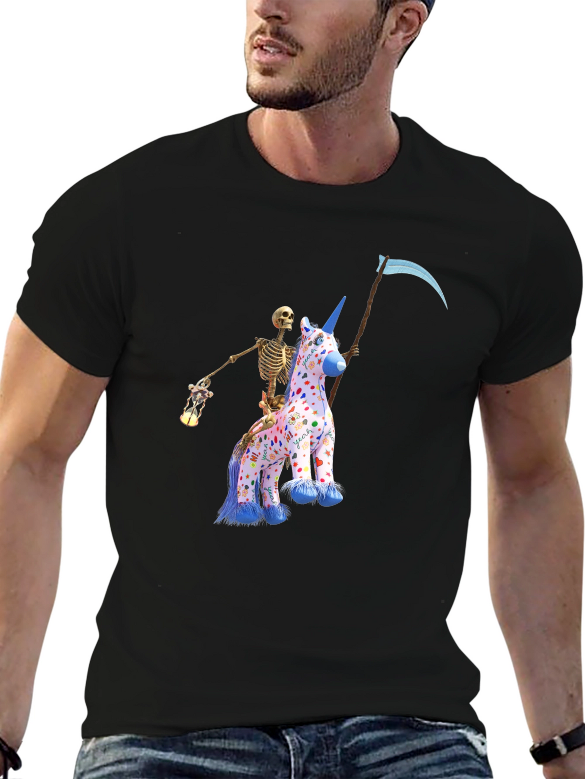 Grim Reaper Unicorn Graphic T-Shirt