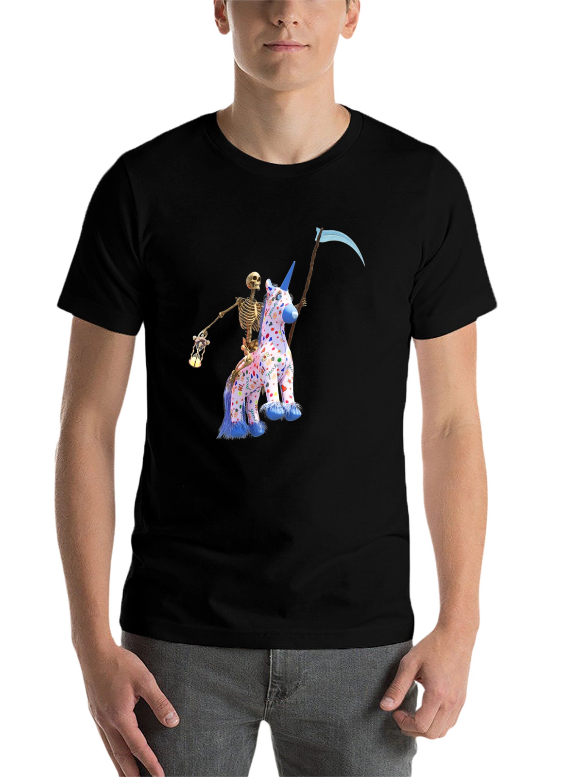 Grim Reaper Unicorn Graphic T-Shirt