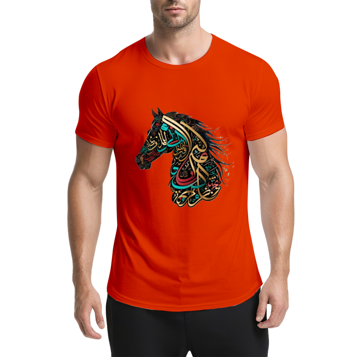 Colorful Arabic Calligraphy Horse Art Ethnic Style Tee