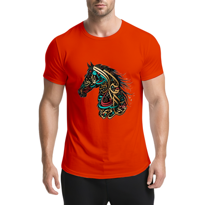 Colorful Arabic Calligraphy Horse Art Ethnic Style Tee