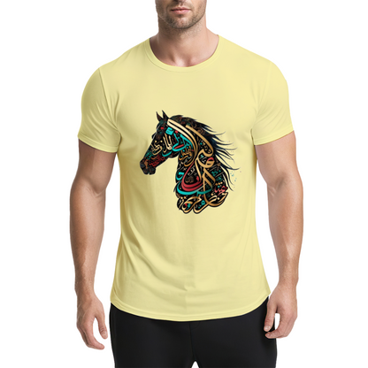 Colorful Arabic Calligraphy Horse Art Ethnic Style Tee