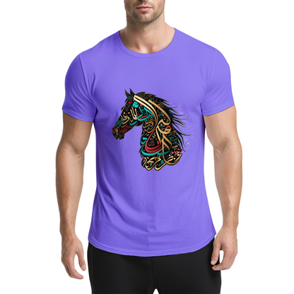 Colorful Arabic Calligraphy Horse Art Ethnic Style Tee