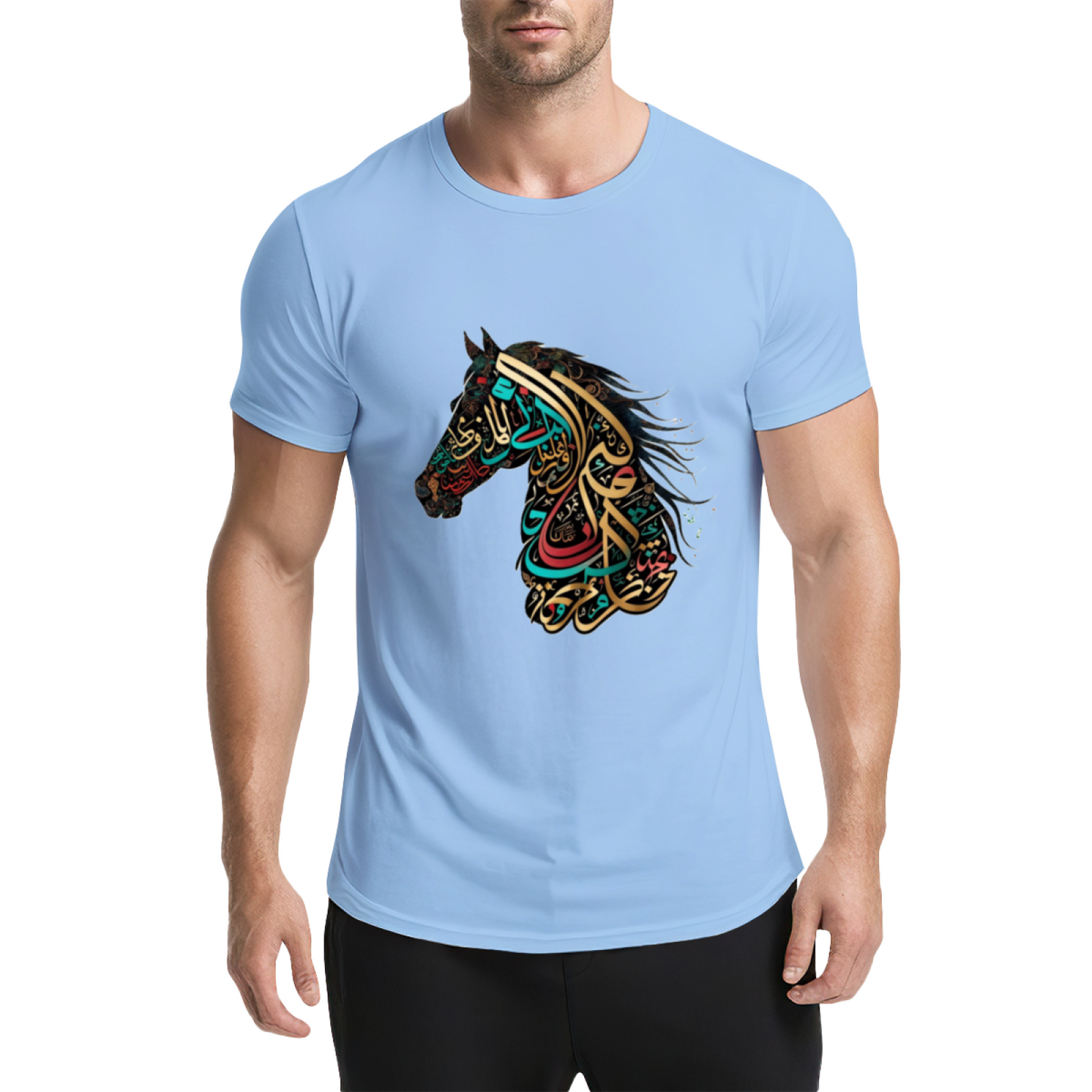 Colorful Arabic Calligraphy Horse Art Ethnic Style Tee