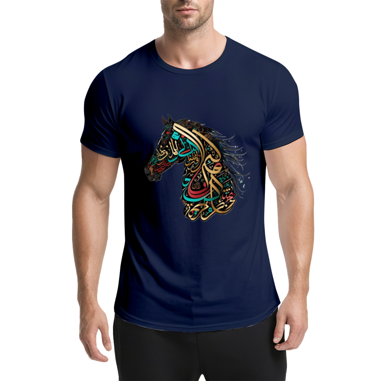 Colorful Arabic Calligraphy Horse Art Ethnic Style Tee