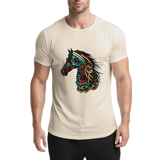 Colorful Arabic Calligraphy Horse Art Ethnic Style Tee