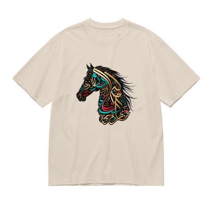 Colorful Arabic Calligraphy Horse Art Ethnic Style Tee