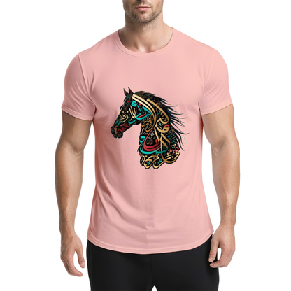 Colorful Arabic Calligraphy Horse Art Ethnic Style Tee