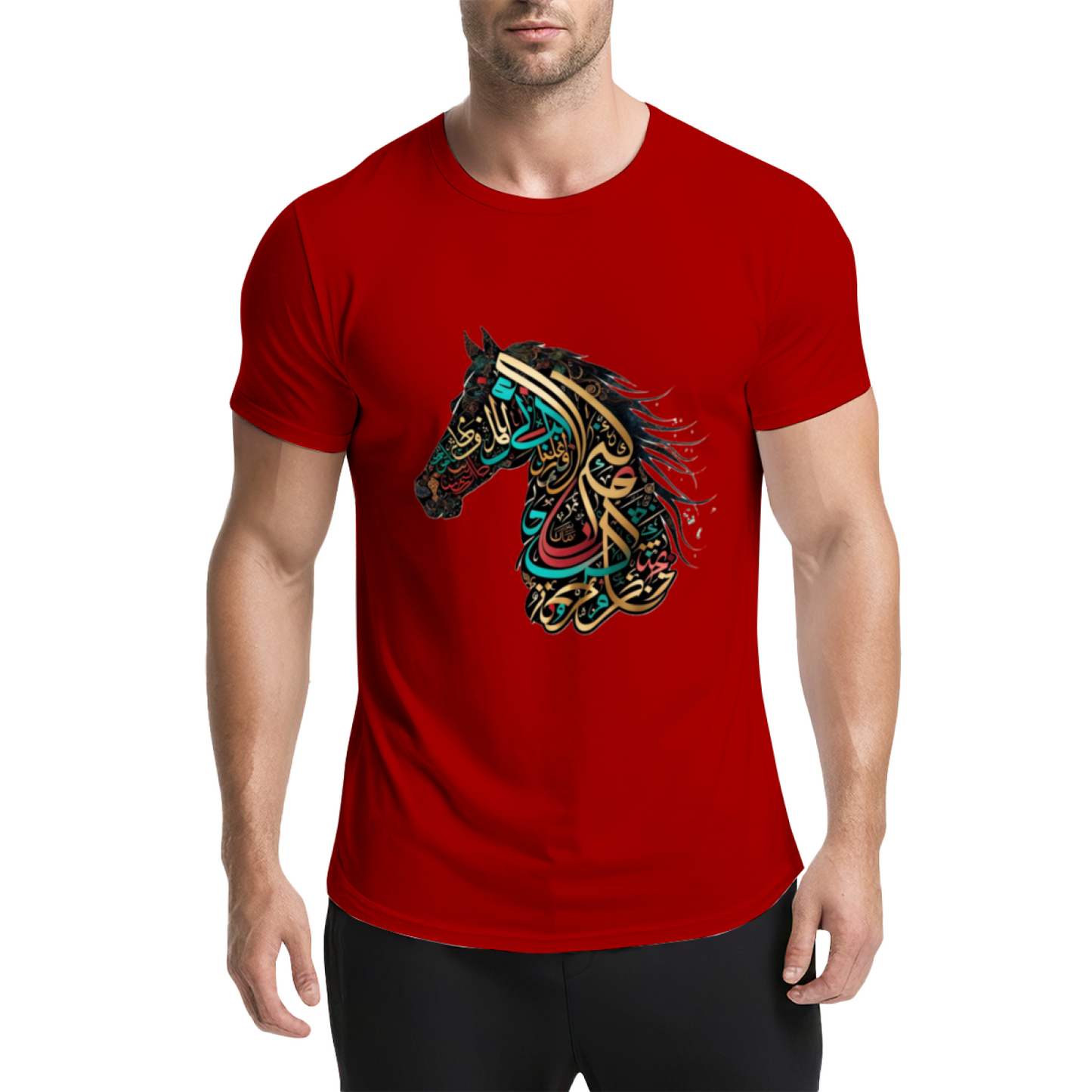 Colorful Arabic Calligraphy Horse Art Ethnic Style Tee