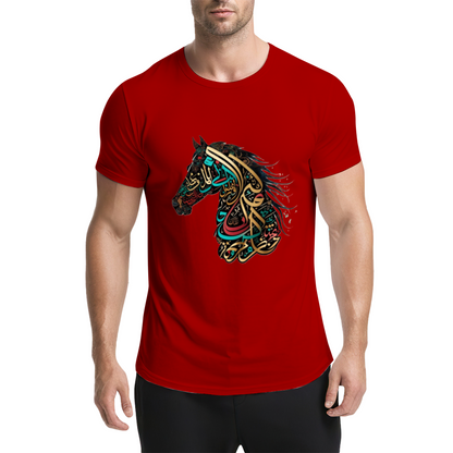 Colorful Arabic Calligraphy Horse Art Ethnic Style Tee