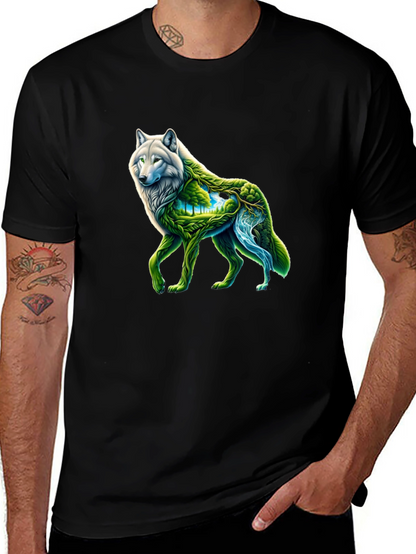 Nature Wolf Graphic Tee - Black T-Shirt