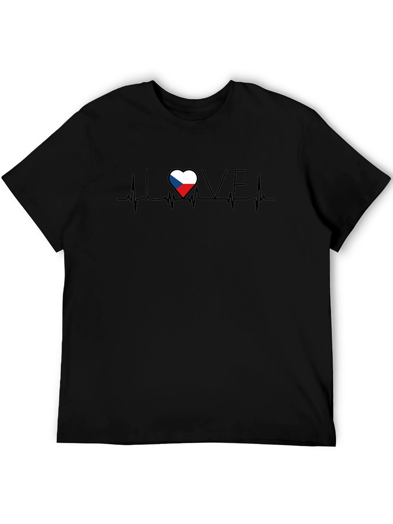 Czech Republic Flag Heartbeat Love Graphic T-Shirt