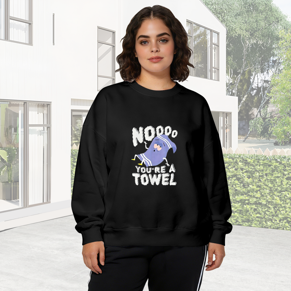 Noooo You're A Towel Funny Cartoon Character Crewneck Sweatshirt