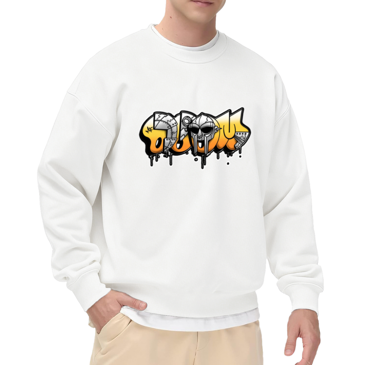 MF DOOM Classic Hip?hop Graffiti Art Crewneck Sweatshirt