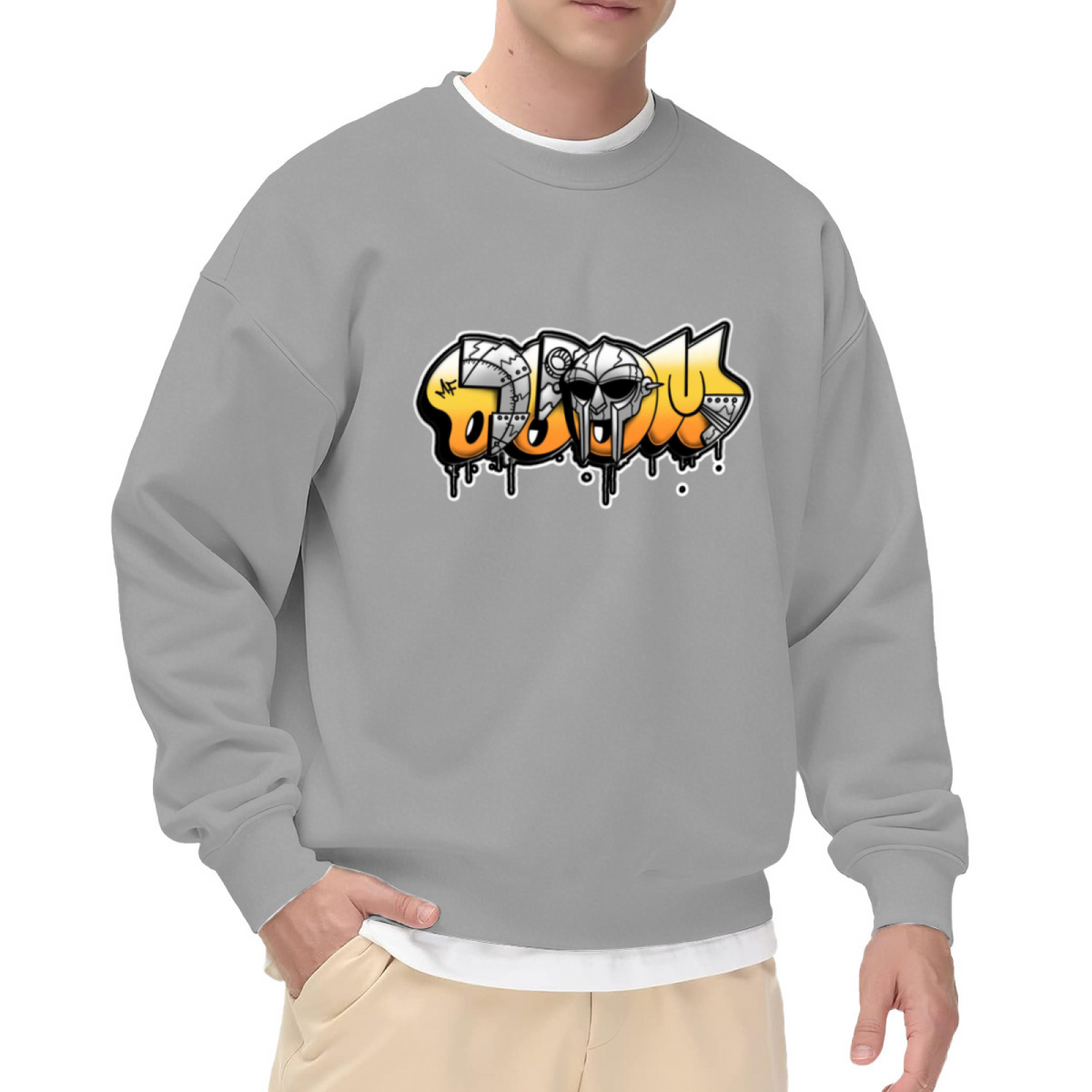 MF DOOM Classic Hip?hop Graffiti Art Crewneck Sweatshirt