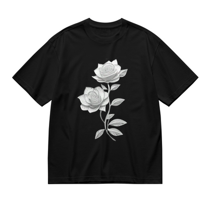 Minimal Sketch Twin Roses Monochrome Floral Tee