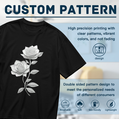 Minimal Sketch Twin Roses Monochrome Floral Tee