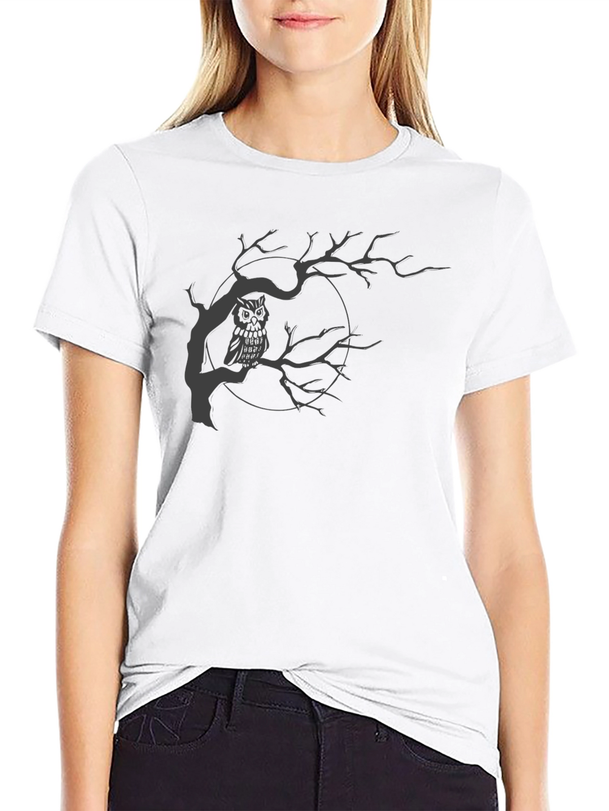 Owl in Tree Graphic T-Shirt - Mens Black Tee