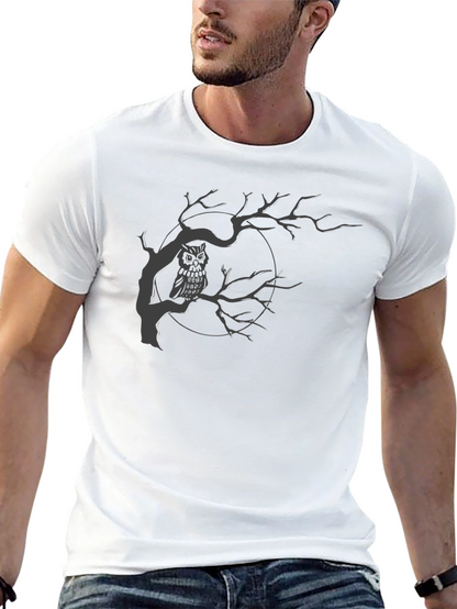 Owl in Tree Graphic T-Shirt - Mens Black Tee