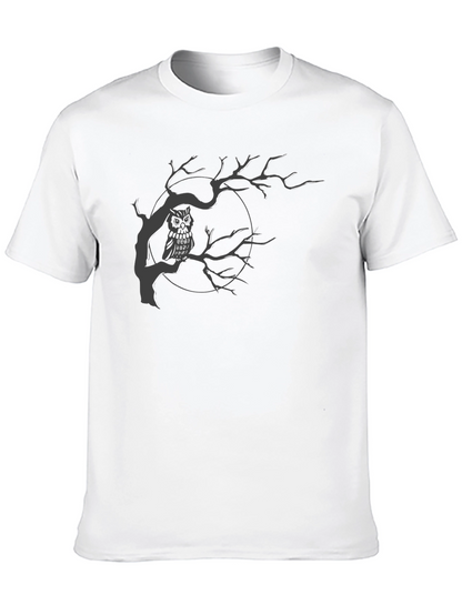 Owl in Tree Graphic T-Shirt - Mens Black Tee