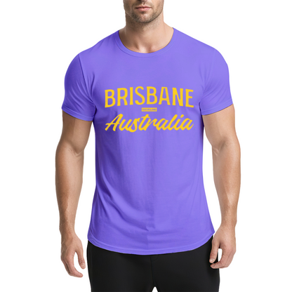 Brisbane Australia Queensland Vintage Script Purple Tee