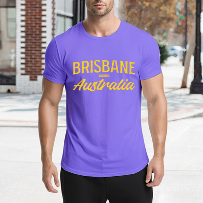 Brisbane Australia Queensland Vintage Script Purple Tee