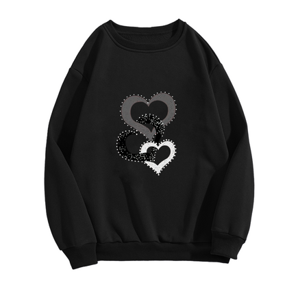Layered Sparkly Intertwined Hearts Graphic Crewneck Sweatshirt