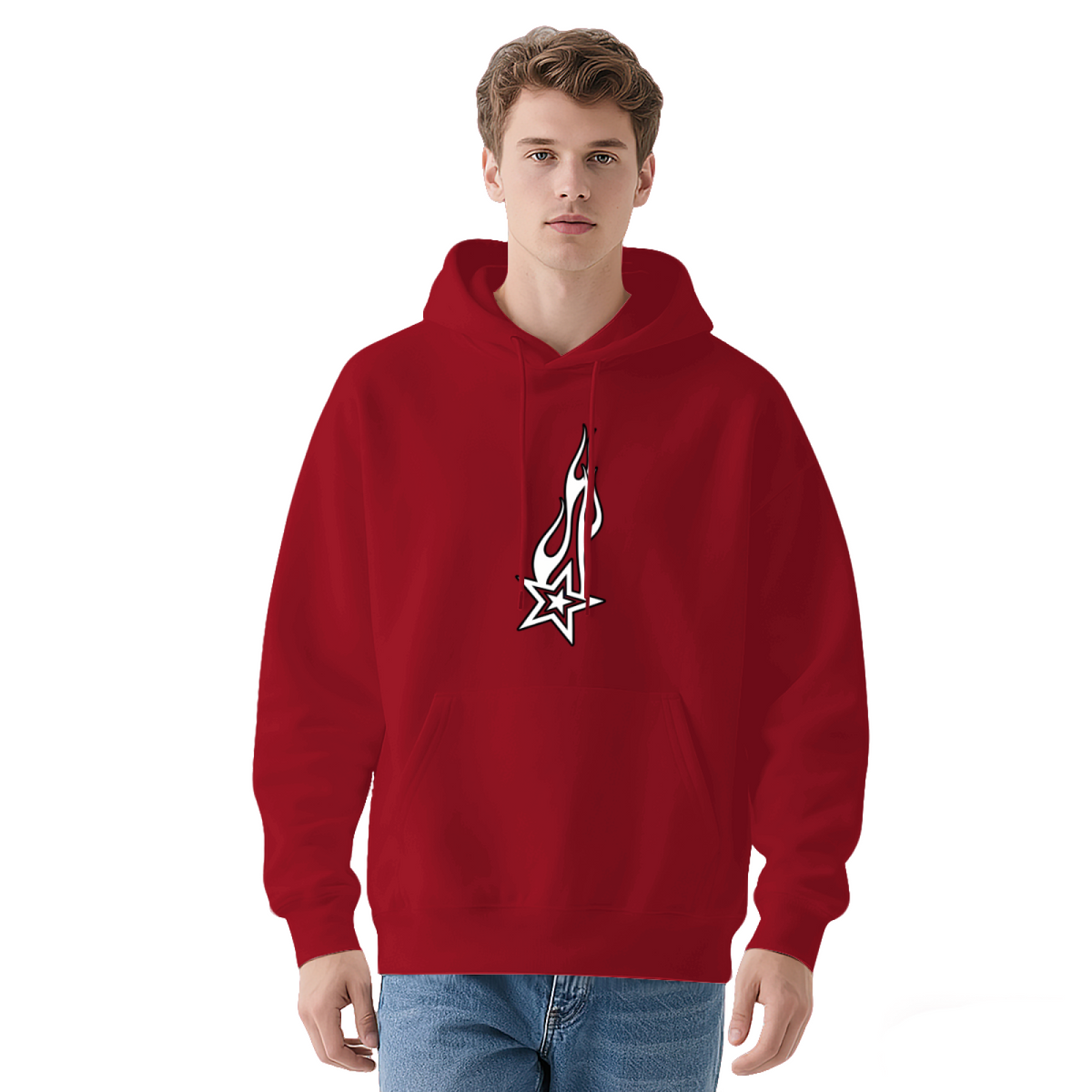 Flame Star Urban Street Style Graphic Hoodie