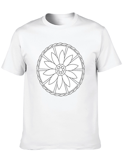 Black Tee with Floral Wheel Design