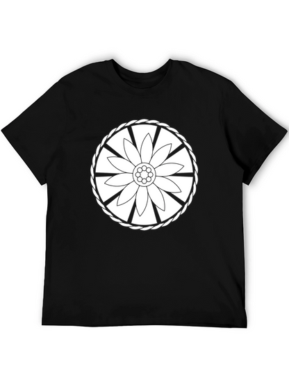 Black Tee with Floral Wheel Design