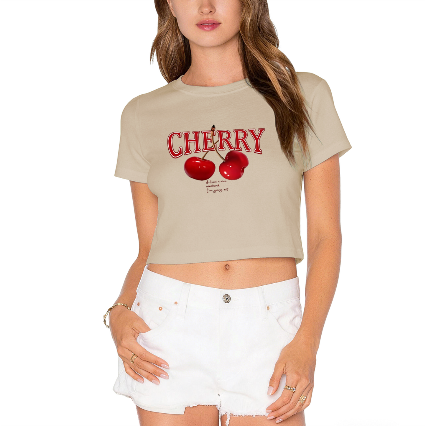 Vintage Cherry Letter Red Crop Top ¨C Sweet Fruit Retro Y2K Cropped T-Shirt