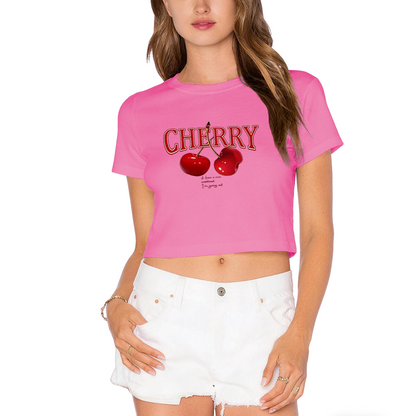 Vintage Cherry Letter Red Crop Top ¨C Sweet Fruit Retro Y2K Cropped T-Shirt