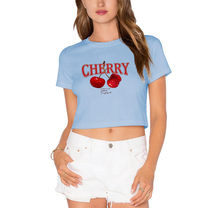 Vintage Cherry Letter Red Crop Top ¨C Sweet Fruit Retro Y2K Cropped T-Shirt