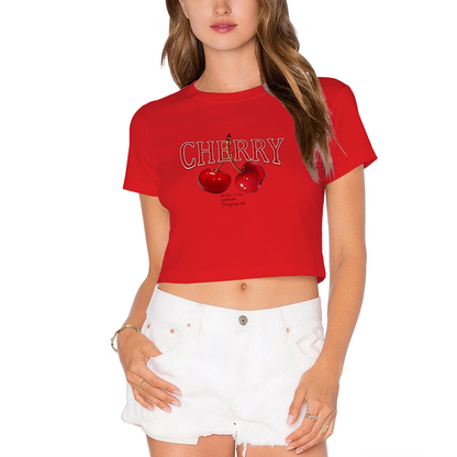 Vintage Cherry Letter Red Crop Top ¨C Sweet Fruit Retro Y2K Cropped T-Shirt
