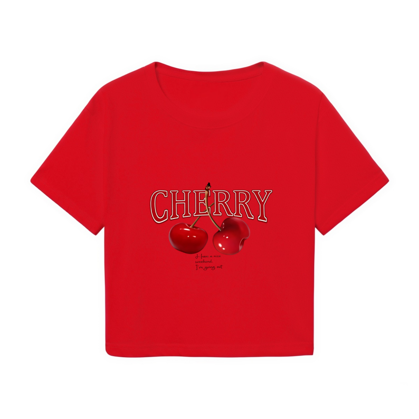 Vintage Cherry Letter Red Crop Top ¨C Sweet Fruit Retro Y2K Cropped T-Shirt