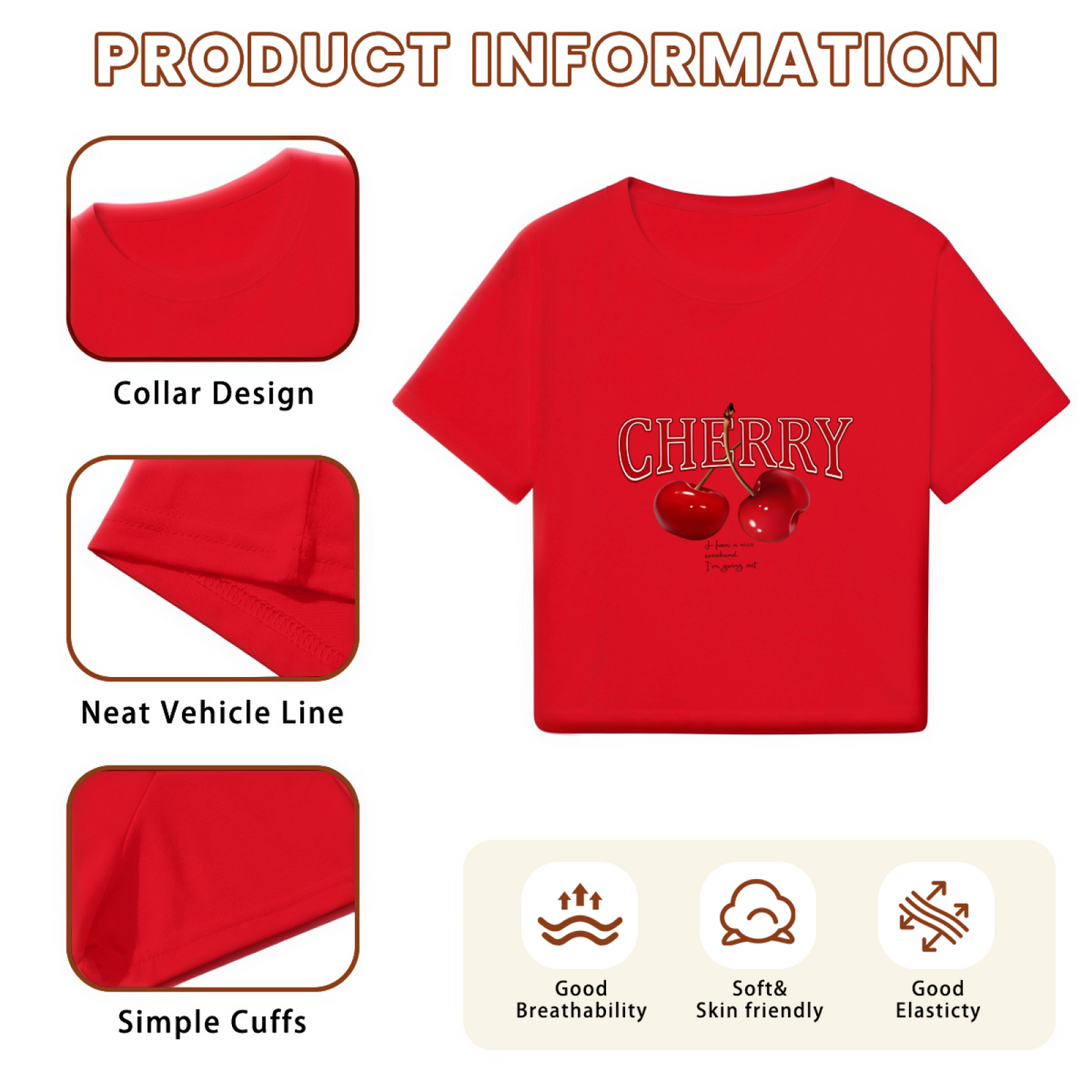 Vintage Cherry Letter Red Crop Top ¨C Sweet Fruit Retro Y2K Cropped T-Shirt
