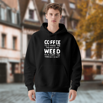 Coffee And Weed Sarcastic Funny Quote Graphic Hoodie