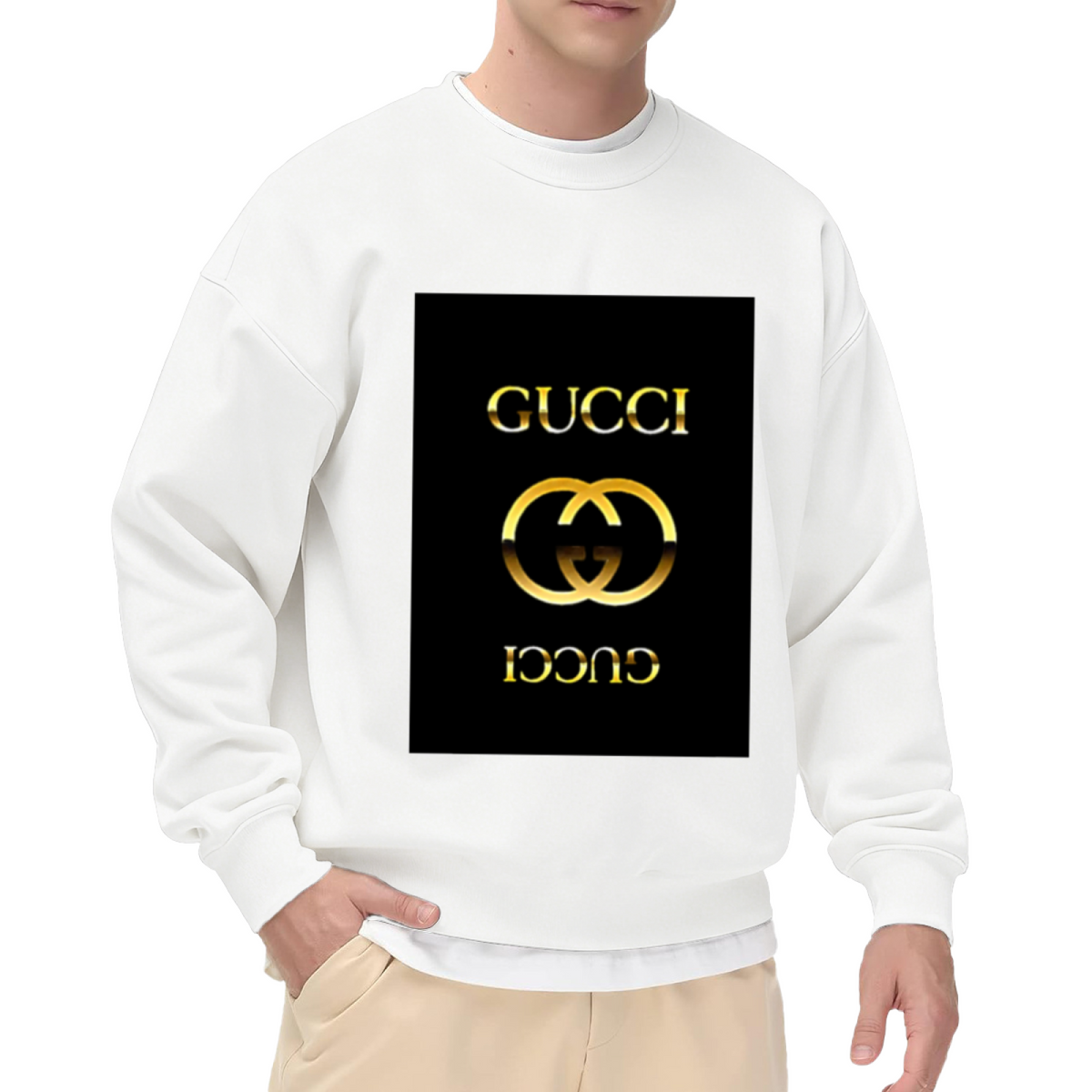 Funny Reverse Luxury Logo Parody Streetwear Crewneck Sweatshirt