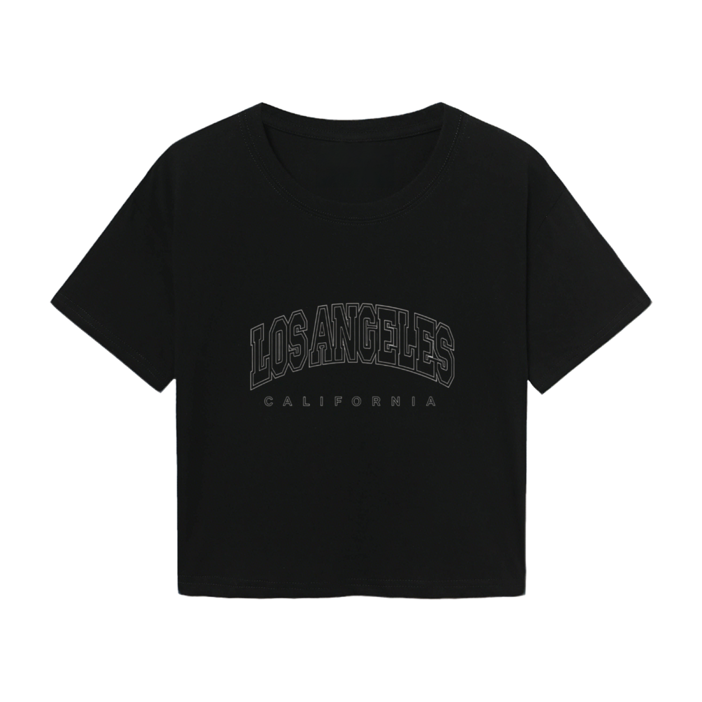 Vintage Los Angeles California Black Crop Top ¨C Dark Varsity City Graphic Tee