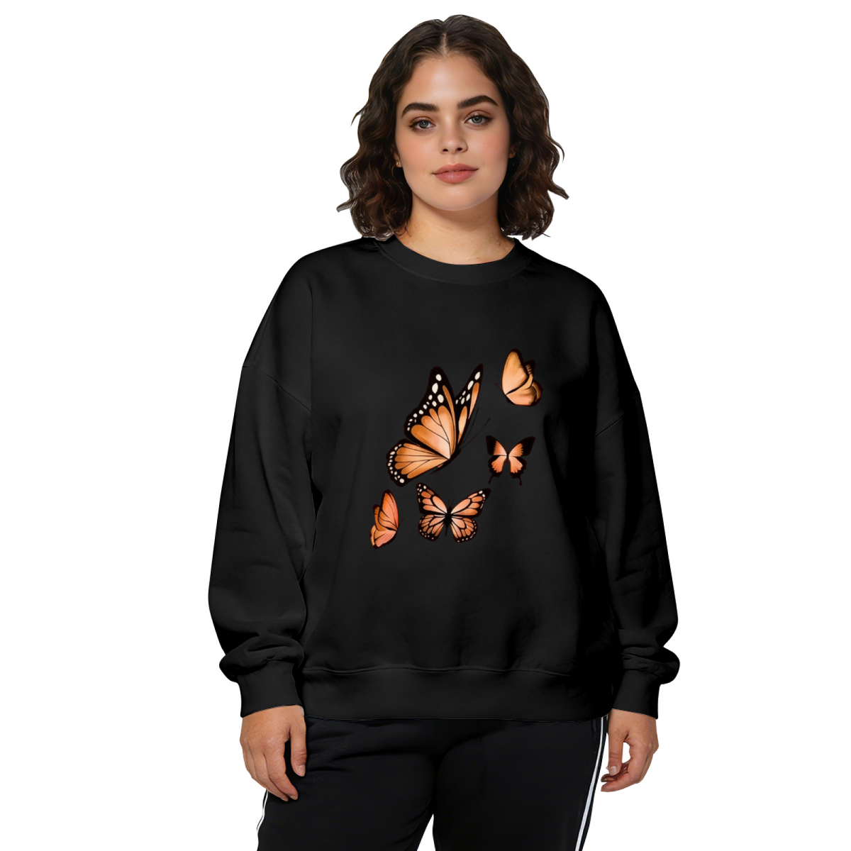 Vivid Monarch Butterfly Cluster Art Crewneck Sweatshirt