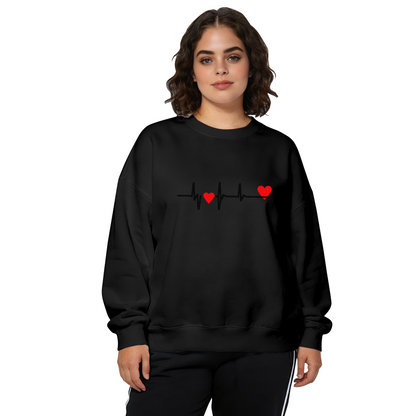 Heartbeat Line Red Love Heart Minimal Crewneck Sweatshirt