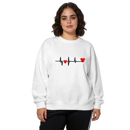 Heartbeat Line Red Love Heart Minimal Crewneck Sweatshirt