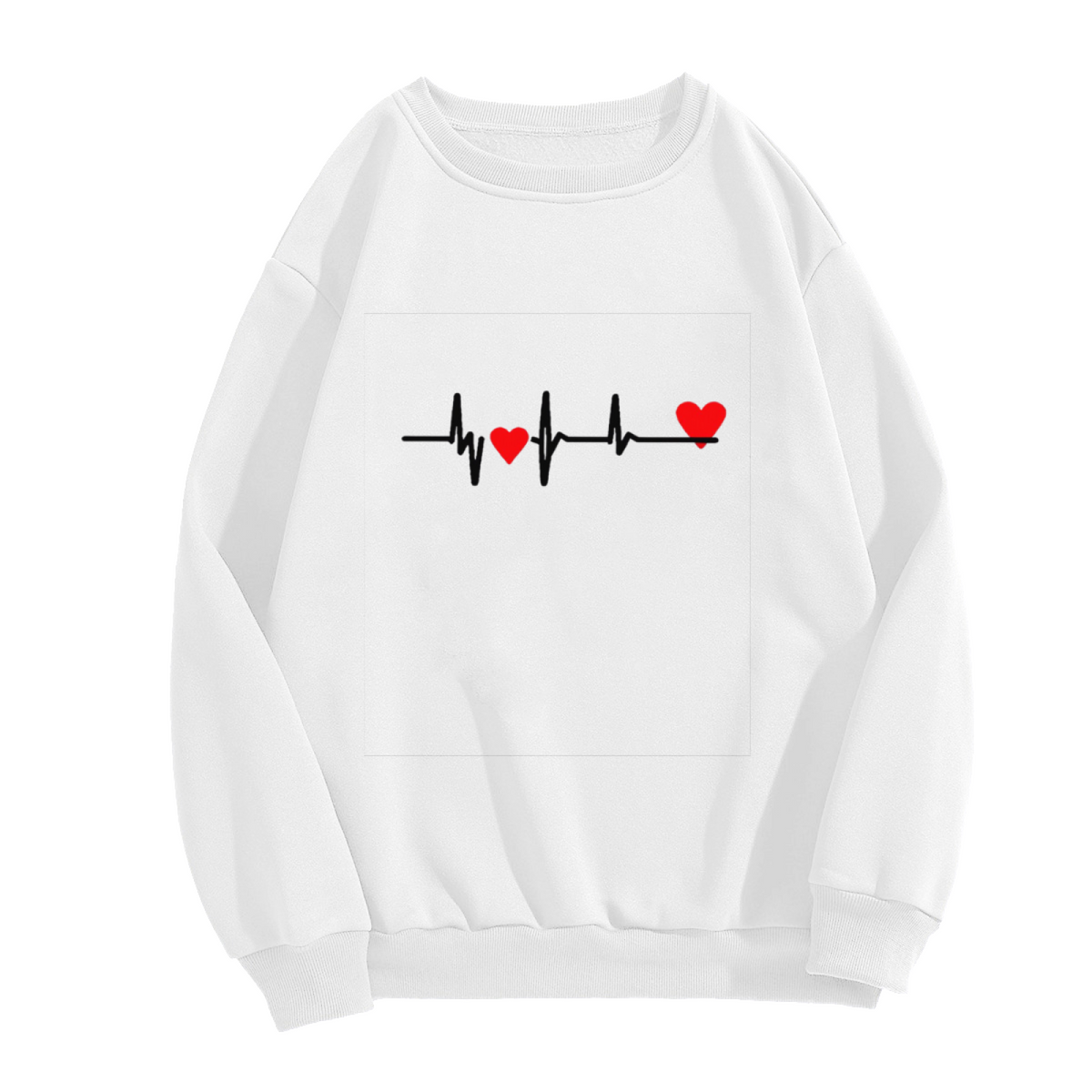 Heartbeat Line Red Love Heart Minimal Crewneck Sweatshirt