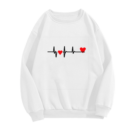 Heartbeat Line Red Love Heart Minimal Crewneck Sweatshirt