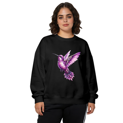 Luxurious Gem?Stoned Purple Hummingbird Crewneck Sweatshirt