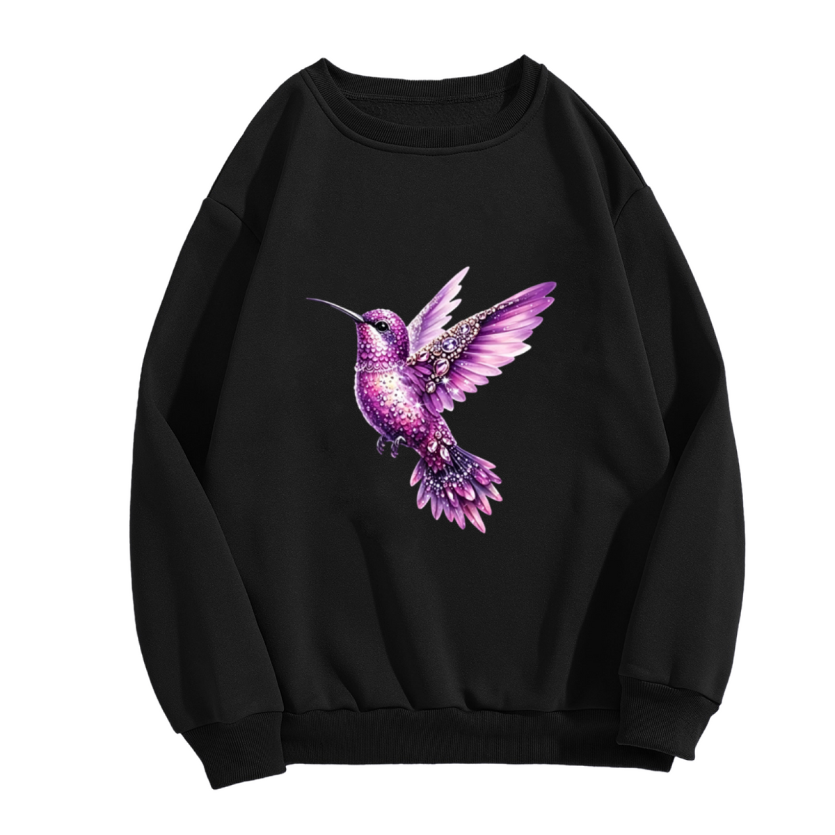 Luxurious Gem?Stoned Purple Hummingbird Crewneck Sweatshirt