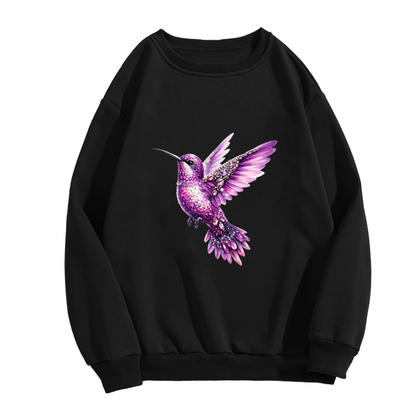 Luxurious Gem?Stoned Purple Hummingbird Crewneck Sweatshirt