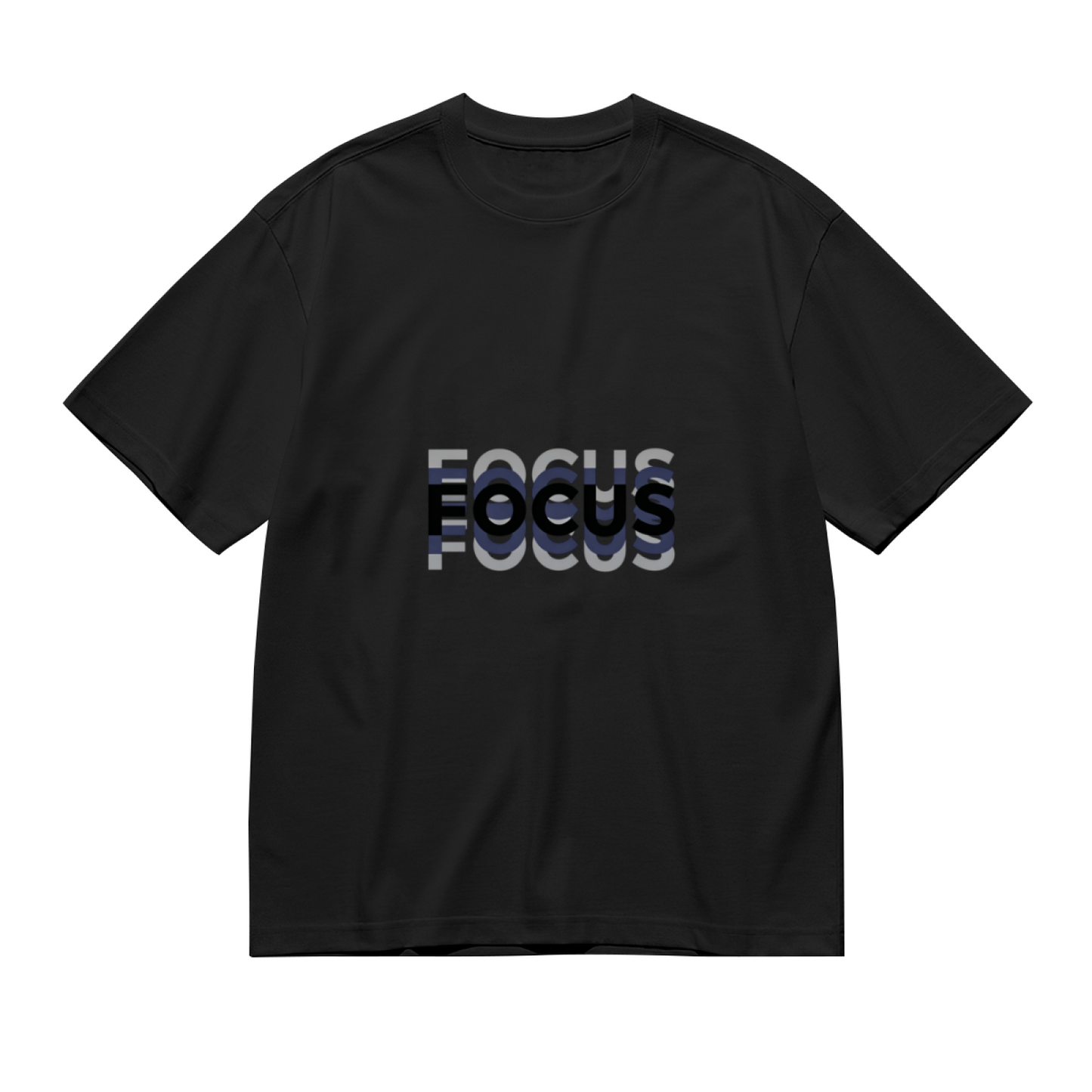 Men's Stacked FOCUS Text Layered Font Motivational Graphic T-Shirt