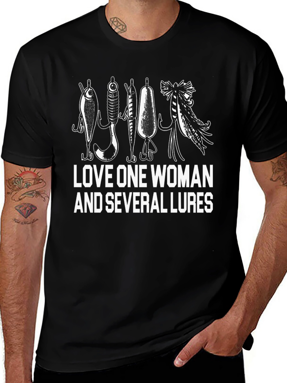 Love One Woman & Several Lures Fishing T-Shirt