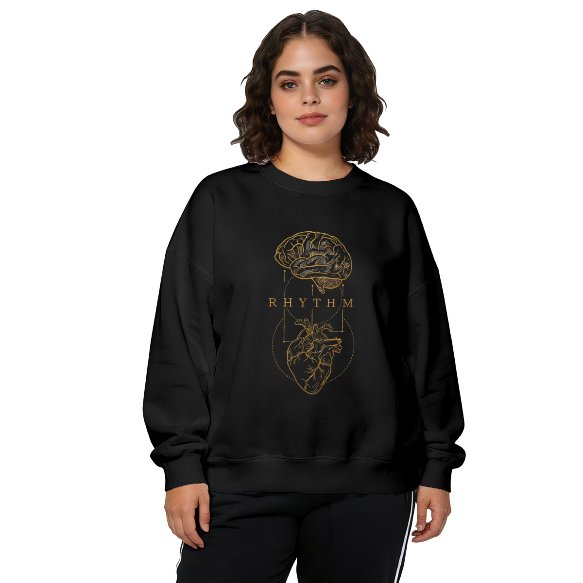 Rhythm Brain & Anatomical Heart Art Graphic Crewneck Sweatshirt