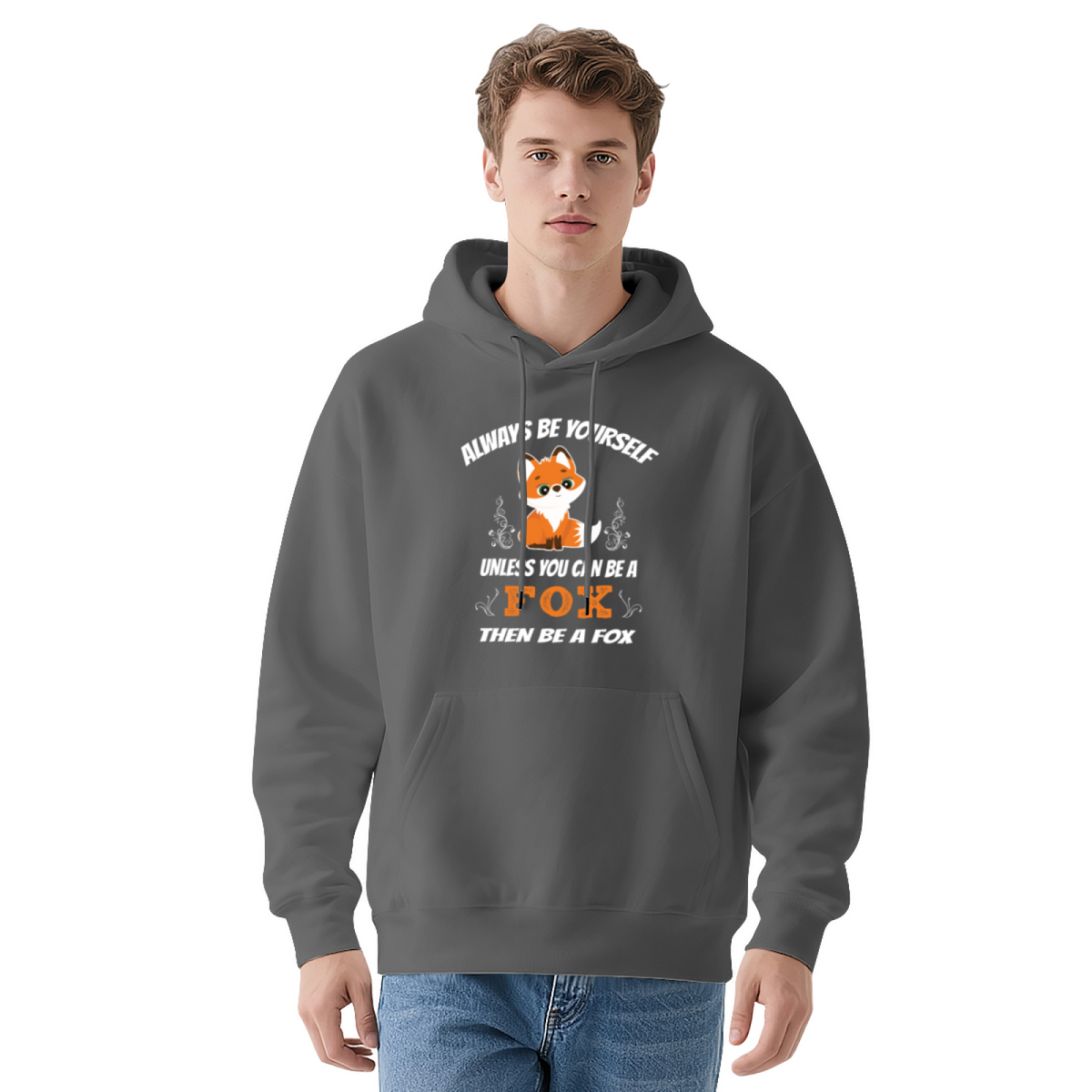 Cute Fox Slogan Print Red Hoodie, Soft & All-Day Comfort Unisex Pullover